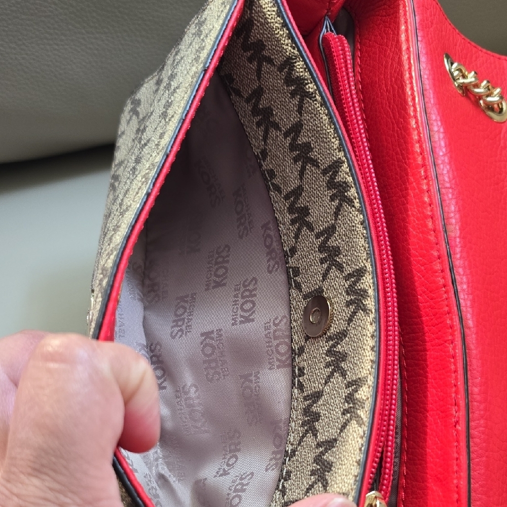 Michael Kors Orange and Brown Fulton Shoulder Bag, Preowned - Picture 7 of 15